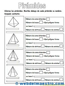 Figuras geometricas tridimensionales primaria: piramides-actividades