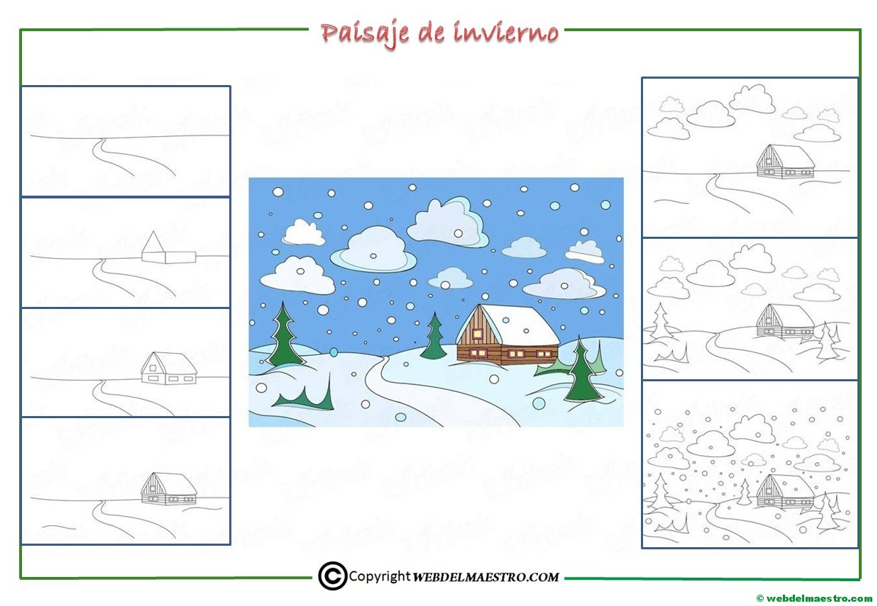 Como Dibujar Un Paisaje De Invierno Para Niños - Web Del Maestro