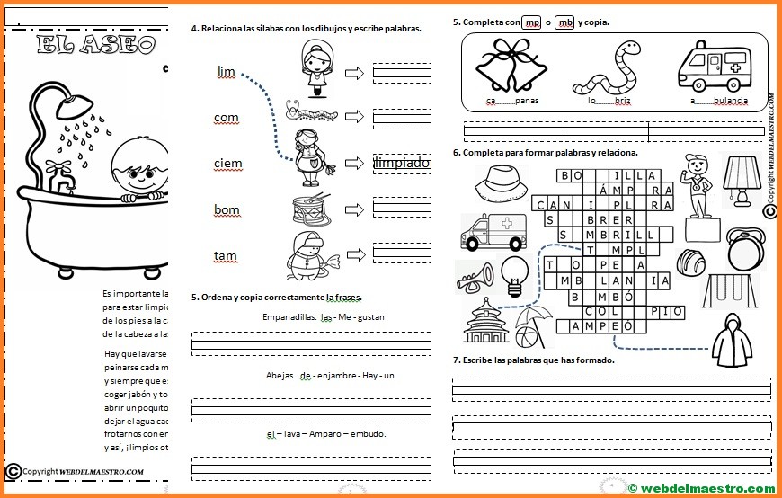 Lectoescritura Para Imprimir-M Antes De P Y B - Web Del Maestro