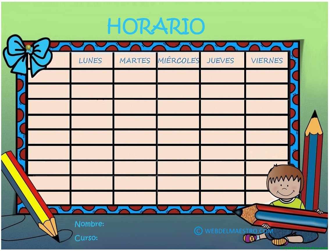 Modelos De Horarios Escolares Para Imprimir - Vários Modelos