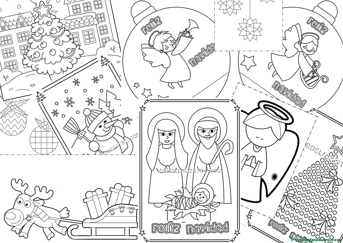 postales y dibujos navideños para imprimir y colorear
