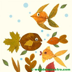 acuario con hojas de árbol